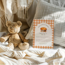 Little Cutie Paj Fall Pumpkin Gingham Baby Shower Inbjudningar