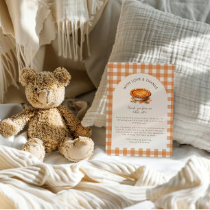 Little Cutie Paj Fall Pumpkin Gingham Baby Shower Inbjudningar