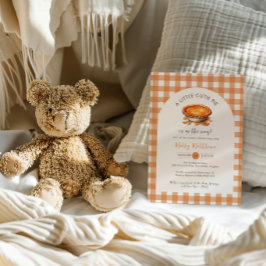 Little Cutie Paj Fall Pumpkin Gingham Baby Shower Inbjudningar