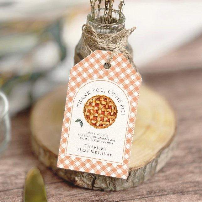 Little Cutie Paj faller första födelsedag Presentetikett (Skapare uppladdad)