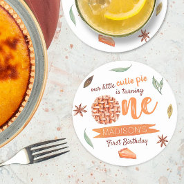 Little Cutie Paj faller första födelsedag Underlägg Papper Rund