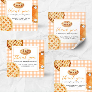 Little Cutie Paj Gingham Baby Shower Fyrkantigt Klistermärke