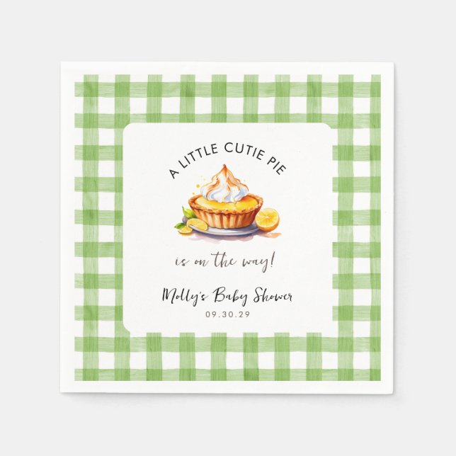 Little Cutie Paj Gingham Baby Shower Pappersservett (Framsidan)