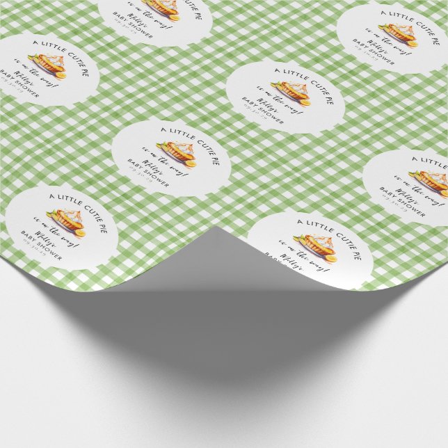 Little Cutie Paj Gingham Baby Shower Presentpapper (Hörn)