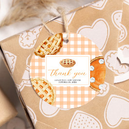 Little Cutie Paj Gingham Baby Shower Round Gåvor Etiketter