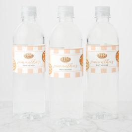 Little Cutie Paj Gingham Baby Shower Vattenflaskor Etikett