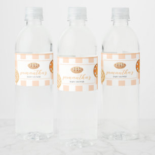 Little Cutie Paj Gingham Baby Shower Vattenflaskor Etikett