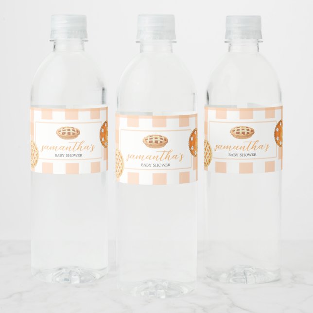 Little Cutie Paj Gingham Baby Shower Vattenflaskor Etikett (Flaskor)