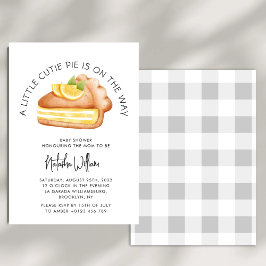 Little Cutie Paj Grått Gingham Play Baby Shower Inbjudningar