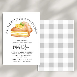 Little Cutie Paj Grått Gingham Play Baby Shower Inbjudningar