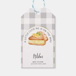 Little Cutie Paj Grått Gingham Play Baby Shower Presentetikett