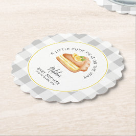 Little Cutie Paj Grått Gingham Play Baby Shower Underlägg Papper