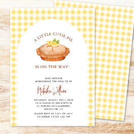 Little Cutie Paj Gult Checkered Baby Shower Inbjudningar