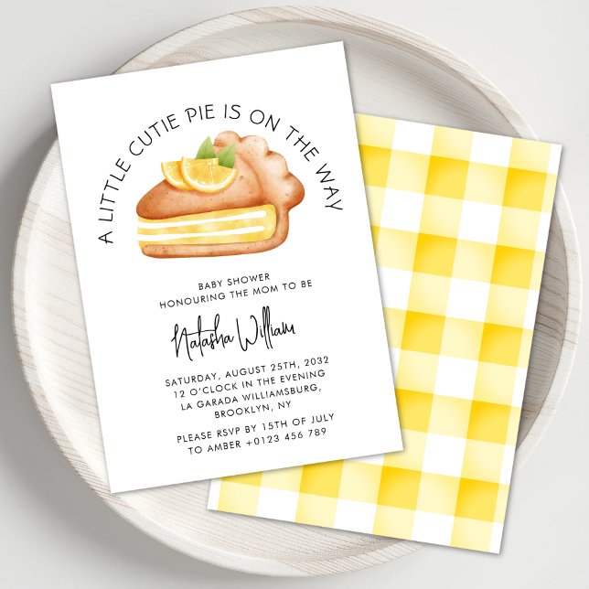 Little Cutie Paj Gult Gingham Play Baby Shower Inbjudningar (Skapare uppladdad)