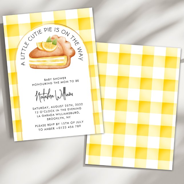 Little Cutie Paj Gult Gingham Play Baby Shower Inbjudningar (Skapare uppladdad)
