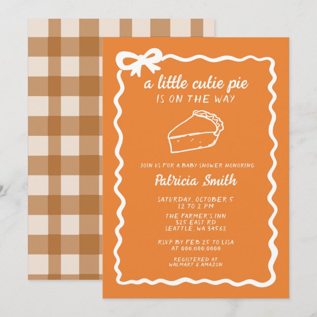 Little Cutie Paj hand rita doodle Fall Baby Shower Inbjudningar (Fram/baksida)
