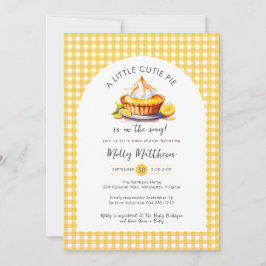 Little Cutie Paj Lemon Citrus Gingham Baby Shower Inbjudningar