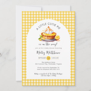 Little Cutie Paj Lemon Citrus Gingham Baby Shower Inbjudningar
