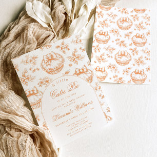 Little Cutie Paj modern Toile Arch Baby dusch Inbjudningar