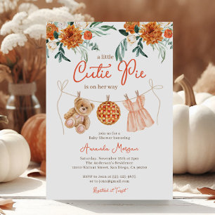 Little Cutie Paj Nalle Fall Girl Baby Shower Inbjudningar