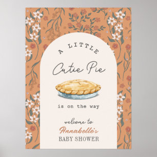 Little Cutie Paj Orange Blommigt Baby Shower Välk Poster