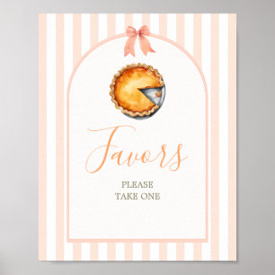 Little Cutie Paj Orange Gingham Favors Sign Poster