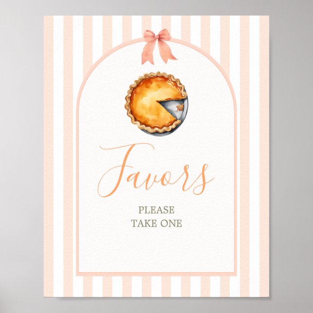 Little Cutie Paj Orange Gingham Favors Sign Poster (Framsidan)