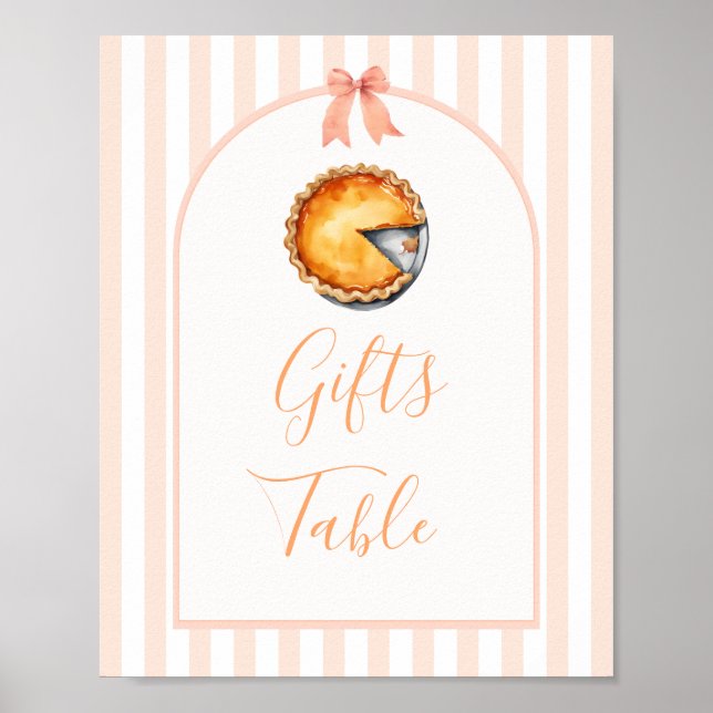 Little Cutie Paj Orange Gingham Gifts Bord Sign Poster (Framsidan)