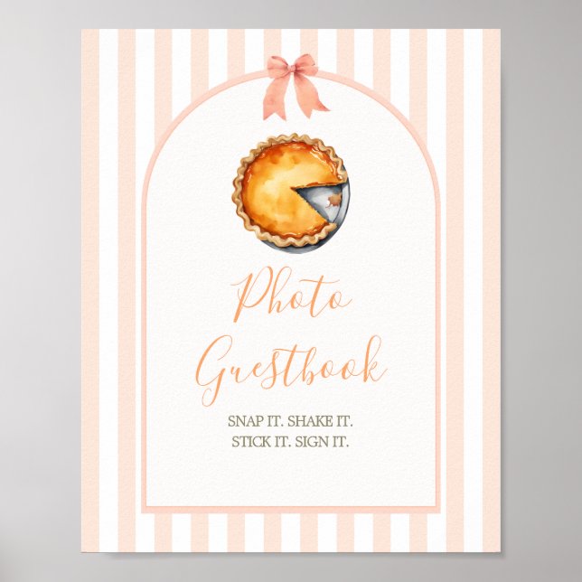 Little Cutie Paj Orange Gingham Photo Guestbook Poster (Framsidan)