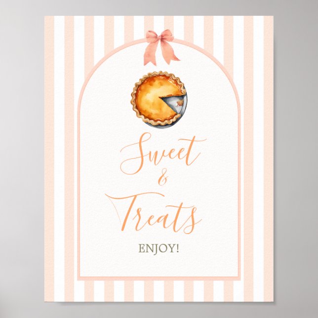 Little Cutie Paj Orange Gingham Sweet Treats Sign Poster (Framsidan)