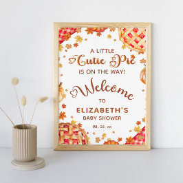 Little Cutie Paj Pumpkin Fall Baby Shower Välkomme Poster