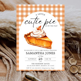 Little Cutie Paj Pumpkin Fall Gingham Baby Shower Inbjudningar