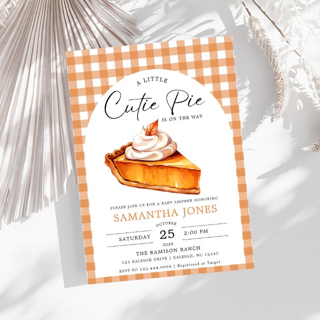 Little Cutie Paj Pumpkin Fall Gingham Baby Shower Inbjudningar (Skapare uppladdad)