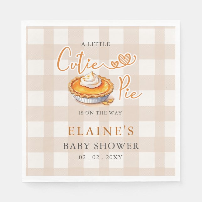 Little Cutie Paj Pumpkin Paj Fall Baby Shower Pappersservett (Framsidan)