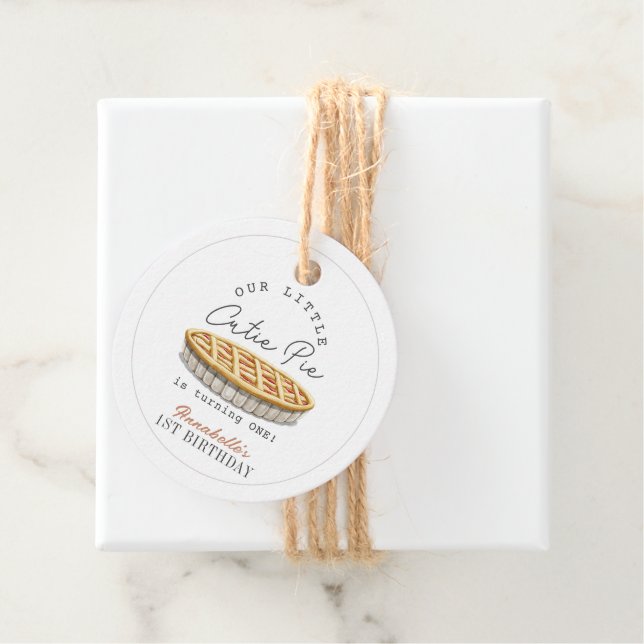 Little Cutie Paj Thanksgiving White Birthday Gåvor Etiketter (På plats)