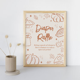 Little Cutie Pie Baby Shower Diaper Raffle Sign Poster