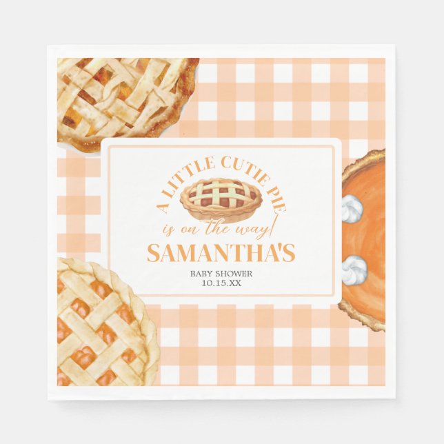 Little Cutie Pie Gingham Baby Shower Pappersservett (Framsidan)