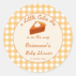 Little cutie pumpkin pie gingham baby shower runt klistermärke