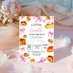 Little Cutie quesillo Rosa Bow Baby Shower Inbjudningar