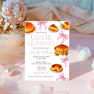 Little Cutie quesillo Rosa Bow Baby Shower Inbjudningar