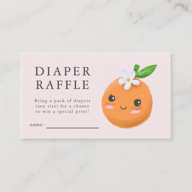 Little Cutie Rosa Baby Shower Diaper Raffle Biljet Tilläggskort (Framsida)