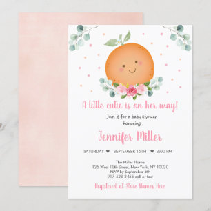 Little Cutie Rosa Blommigt Girl Baby Shower Inbjudningar
