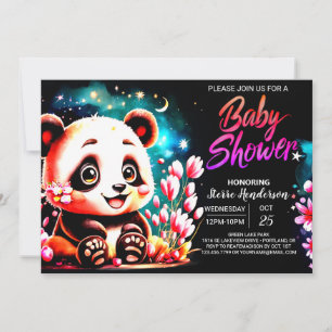 Little Cutie Rosa Panda Bliss Girl Baby Shower Inbjudningar
