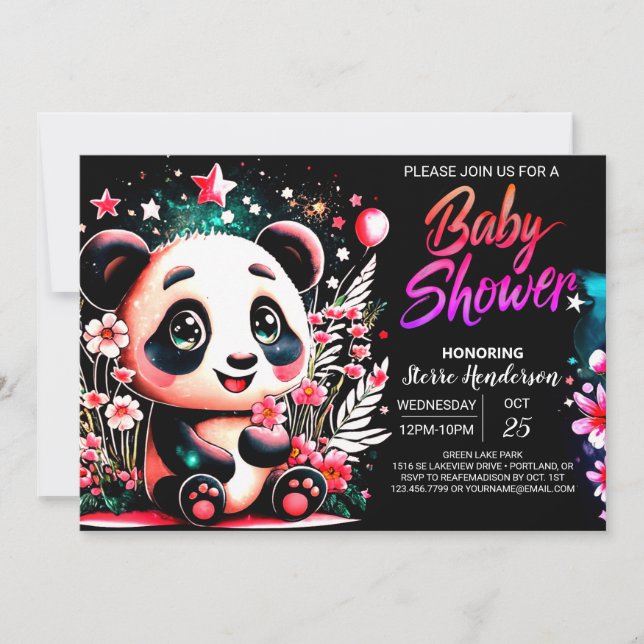 Little Cutie Rosa Panda Dream Girl Baby Shower Inbjudningar (Framsida)