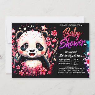 Little Cutie Rosa Panda Magic Girl Baby Shower Inbjudningar