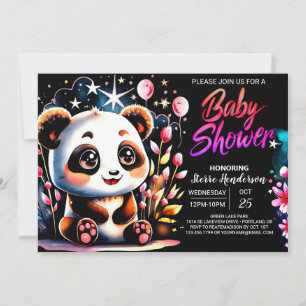 Little Cutie Rosa Panda Magic Girl Baby Shower Inbjudningar