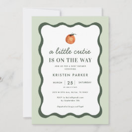 Little Cutie Squiggle Tangerine Baby Shower Invita Inbjudningar