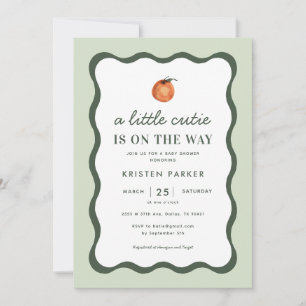 Little Cutie Squiggle Tangerine Baby Shower Invita Inbjudningar