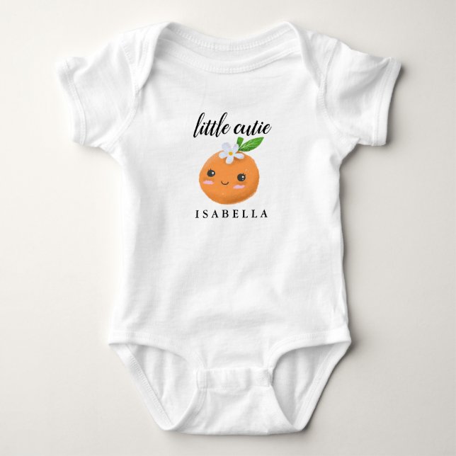 Little Cutie Sweet Orange Fruit Girl T Shirt (Framsida)