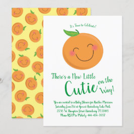 Little Cutie Tangerine Baby Shower Gender Neutral Inbjudningar
